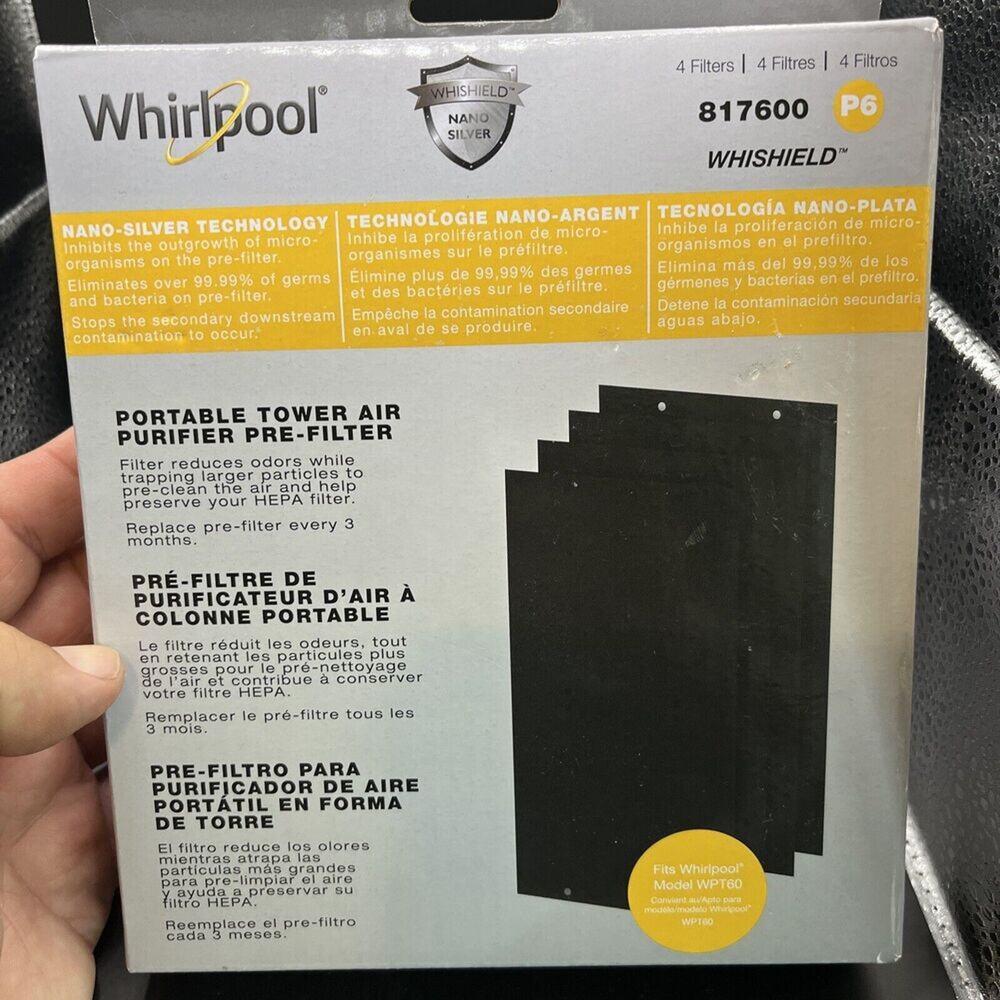 Whirlpool 4-Pack 817600 Replacement Charcoal Pre-Filter Fit Air Purifier WPT60